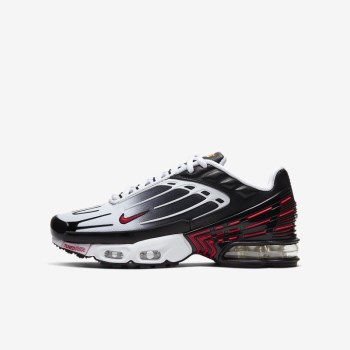 Nike Air Max Plus 3 - Nagyobb Gyerek Utcai Cipő - Fekete/Fehér/Fekete/Piros